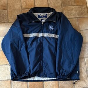 Turfer Athletic Navy Windbreaker Jacket with Silver Stripe